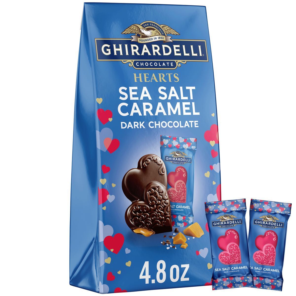 Ghirardelli Valentine's Dark Sea Salt Caramel Duet Heart Bag - 4.8oz | Target