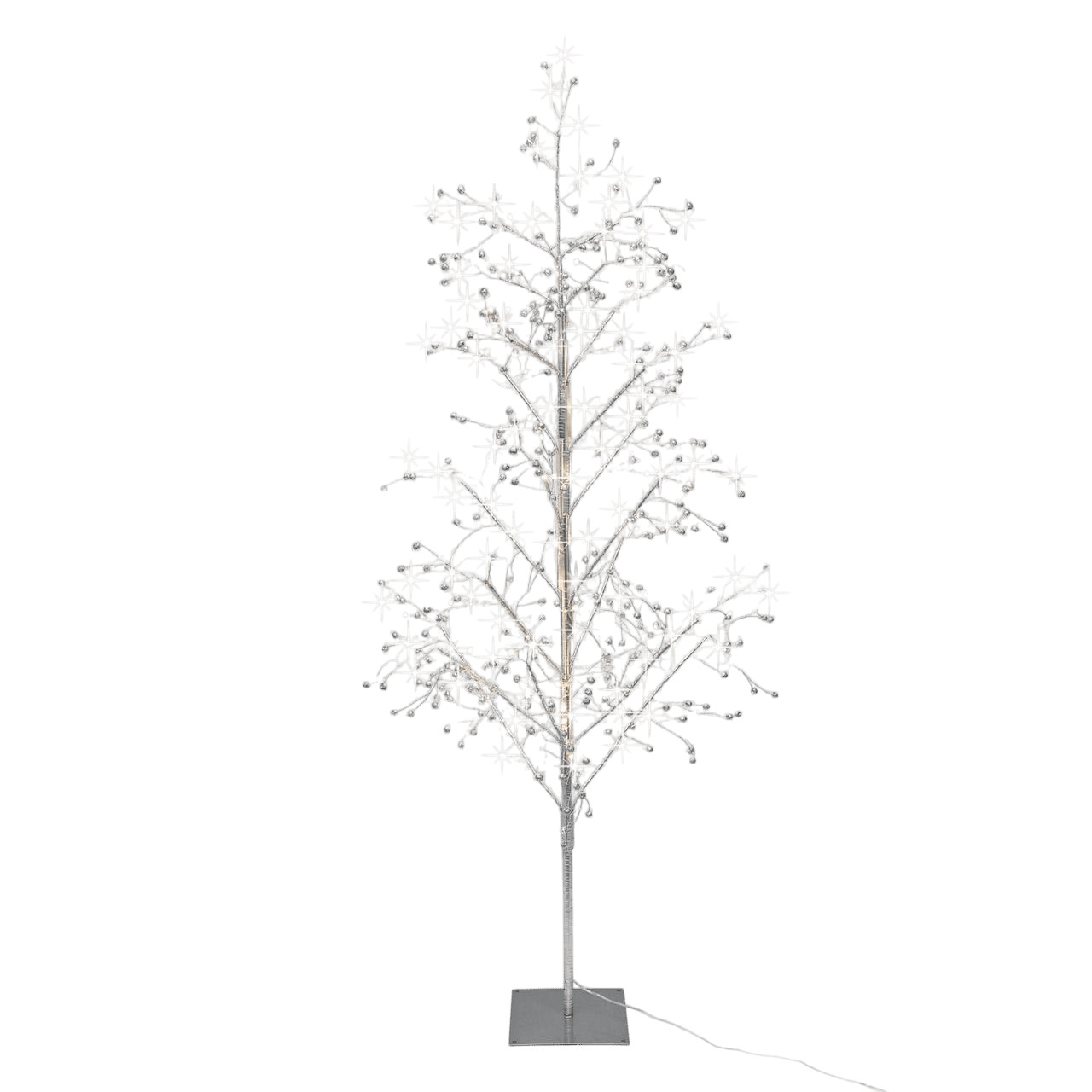 5 ft Pre-Lit 160 Warm White Twinkling LED Beaded Tree, Silver Glitters, by Holiday Time | Walmart (US)