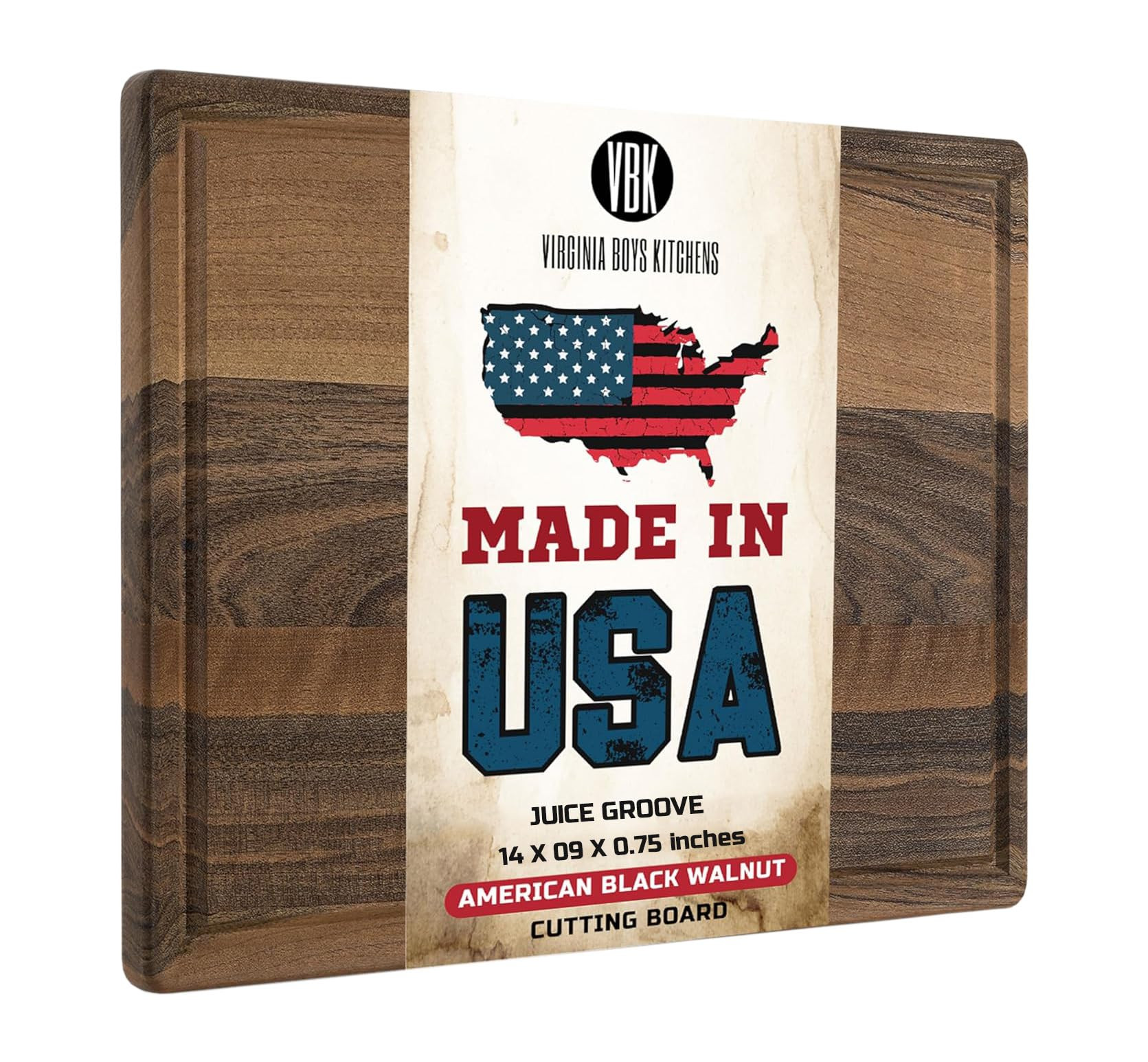 Walnut Wood Cutting Board - Made in USA - Reversible - by Virginia Boys Kitchens | Amazon (US)