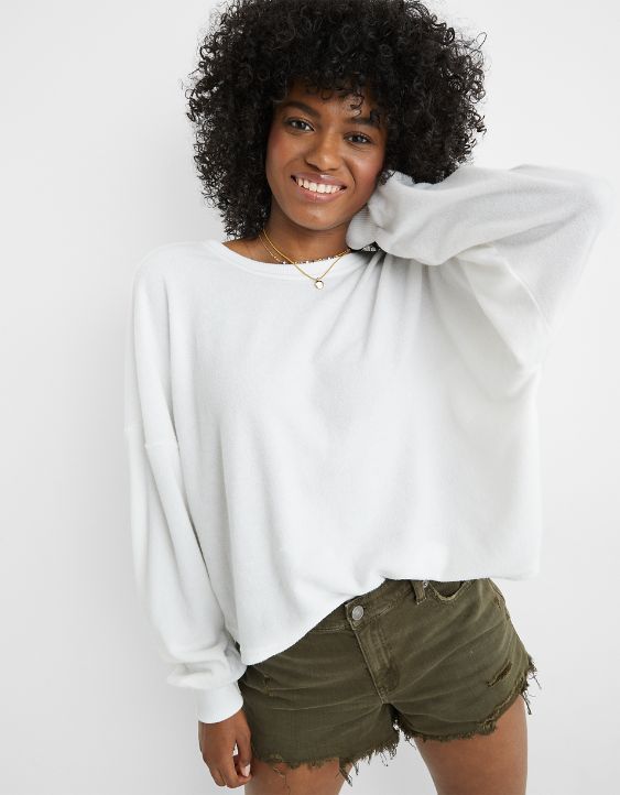 Aerie Towel Terry Cinch Sweatshirt | American Eagle Outfitters (US & CA)