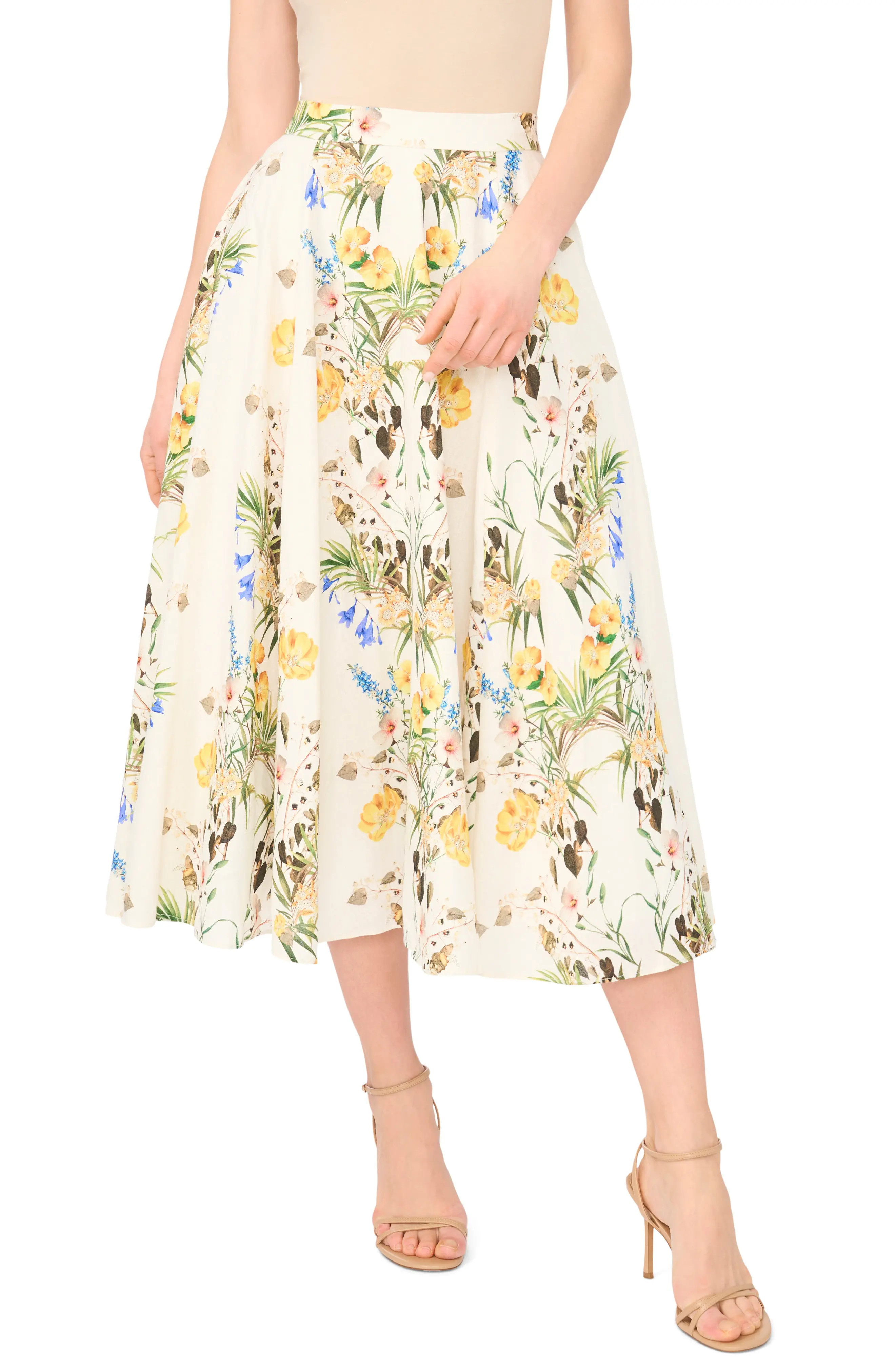 Ted Baker Linen Blend A-Line Midi Skirt (Women) | Nordstromrack | Nordstrom Rack