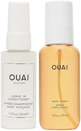 OUAI Travel-Size Hair Care Bundle - Leave-In Conditioner + Wave Spray - Hair Styling Products for... | Amazon (US)
