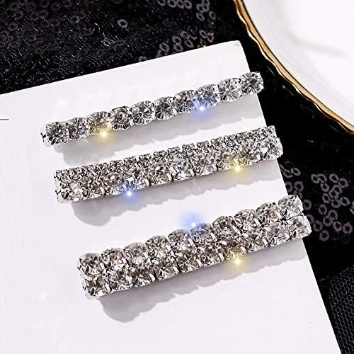 Tzoxal Luxury Hair Clips for Women, Bling Rhinestones Hairpins Barrettes, White Sparkly Hairgrip Hai | Amazon (US)