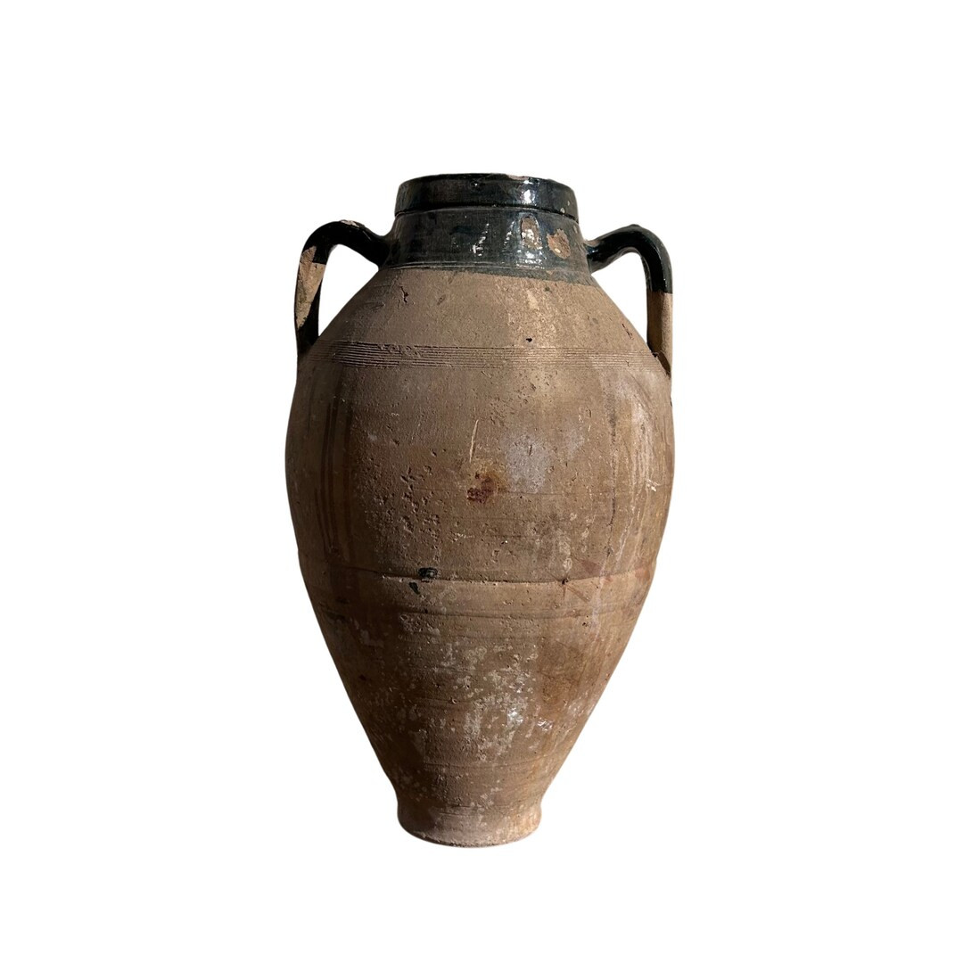 Antique Terracotta Vase, Turkish Olive Jar, Rustic, Glazed Pottery, Vintage Vase, Primitive Jug, ... | Etsy (US)