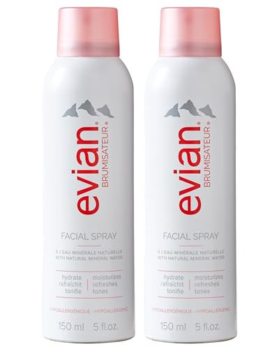 Evian Facial Spray 5 oz Duo Hydrating Mineral Water Mist for Face & Skin Refreshes Makeup, Sets, & Tones Facial Spray Twin Pack for Daily Skincare and Lightweight Facial Moisturizer Mist | Amazon (US)