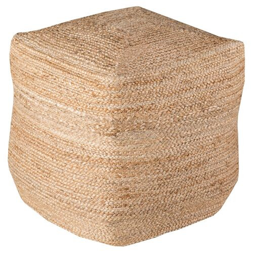 Teddy Woven Cube Pouf - Jute - Handcrafted - Beige | One Kings Lane