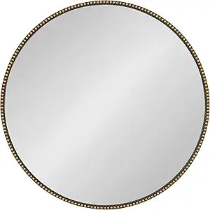 Kate and Laurel Gwendolyn Decorative Round Wall Mirror with Beaded Gold Leaf Frame, 23.6-Inch Dia... | Amazon (US)
