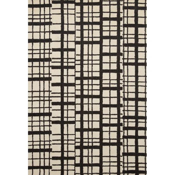 Checkered Handmade Tufted Black/Ivory Area Rug | Wayfair North America