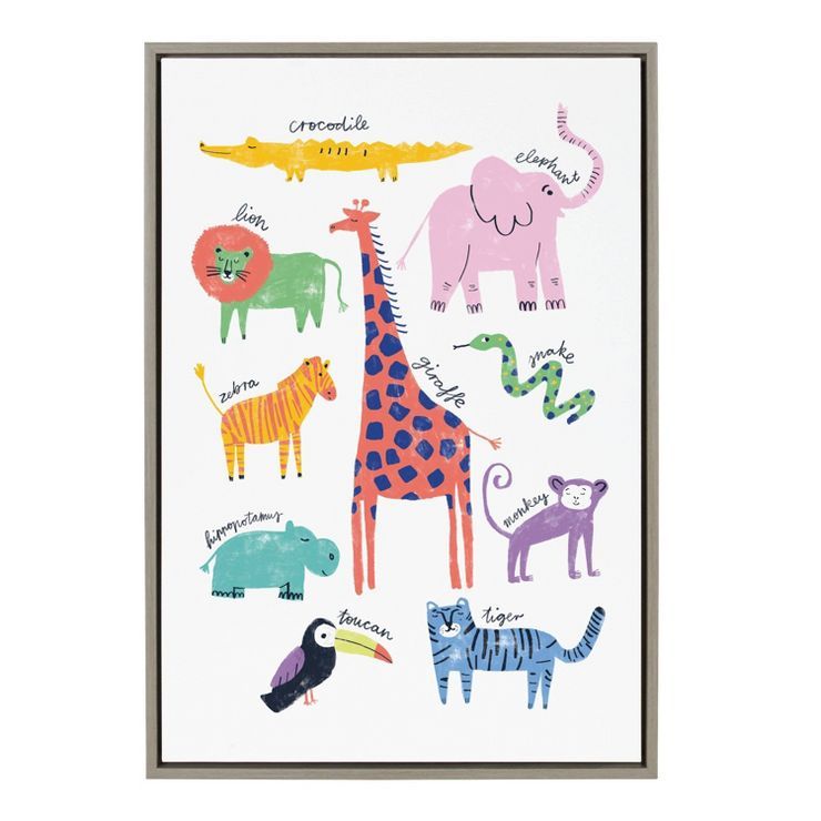 23" x 33" Sylvie Animal Gang Framed Canvas by Maja Tomljanovic Gray - Kate & Laurel All Things De... | Target