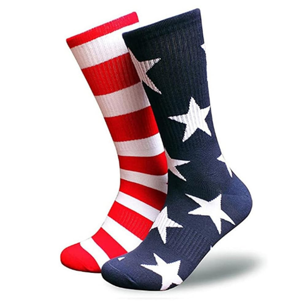 American USA Flag Men Women Middle Star And Stripe Pattern Socks 4th July Patriotic Freedom Day G... | Amazon (US)