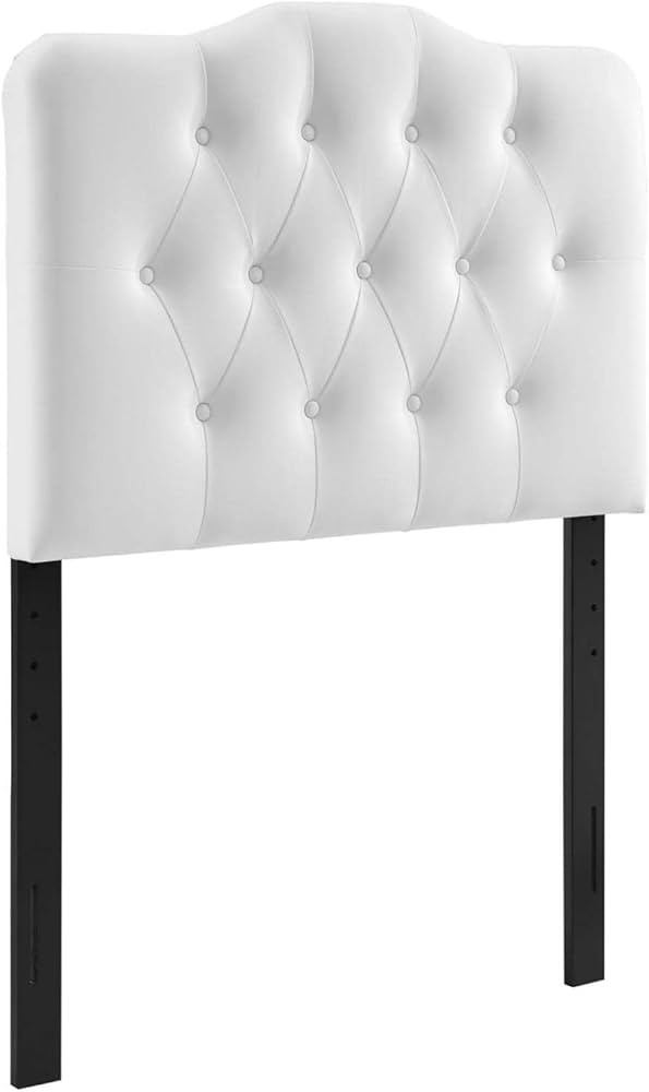 Modway Annabel Tufted Button Faux Leather Upholstered Twin Headboard in White | Amazon (US)