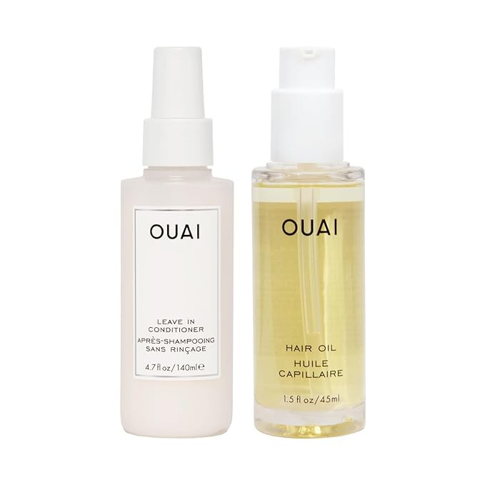OUAI Leave-In Conditioner + Hair Oil Bundle - Hair Styling Products for Frizz Control, Heat Prote... | Amazon (US)
