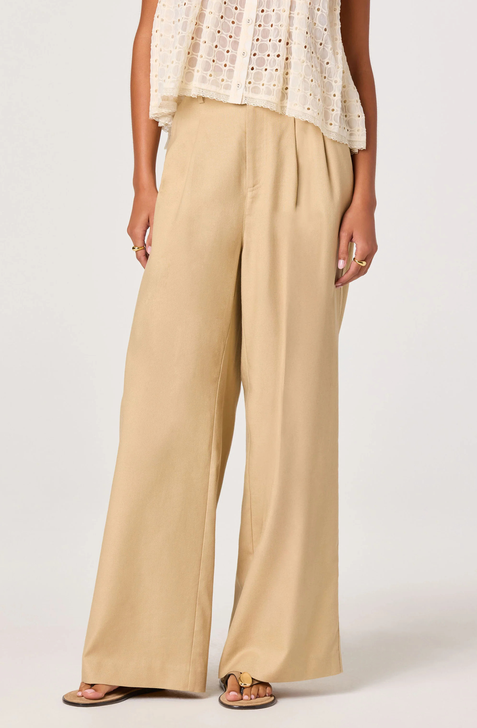 Neha Linen High-Rise Wide Leg Pants - Khaki / XS | ASTR The Label (US)