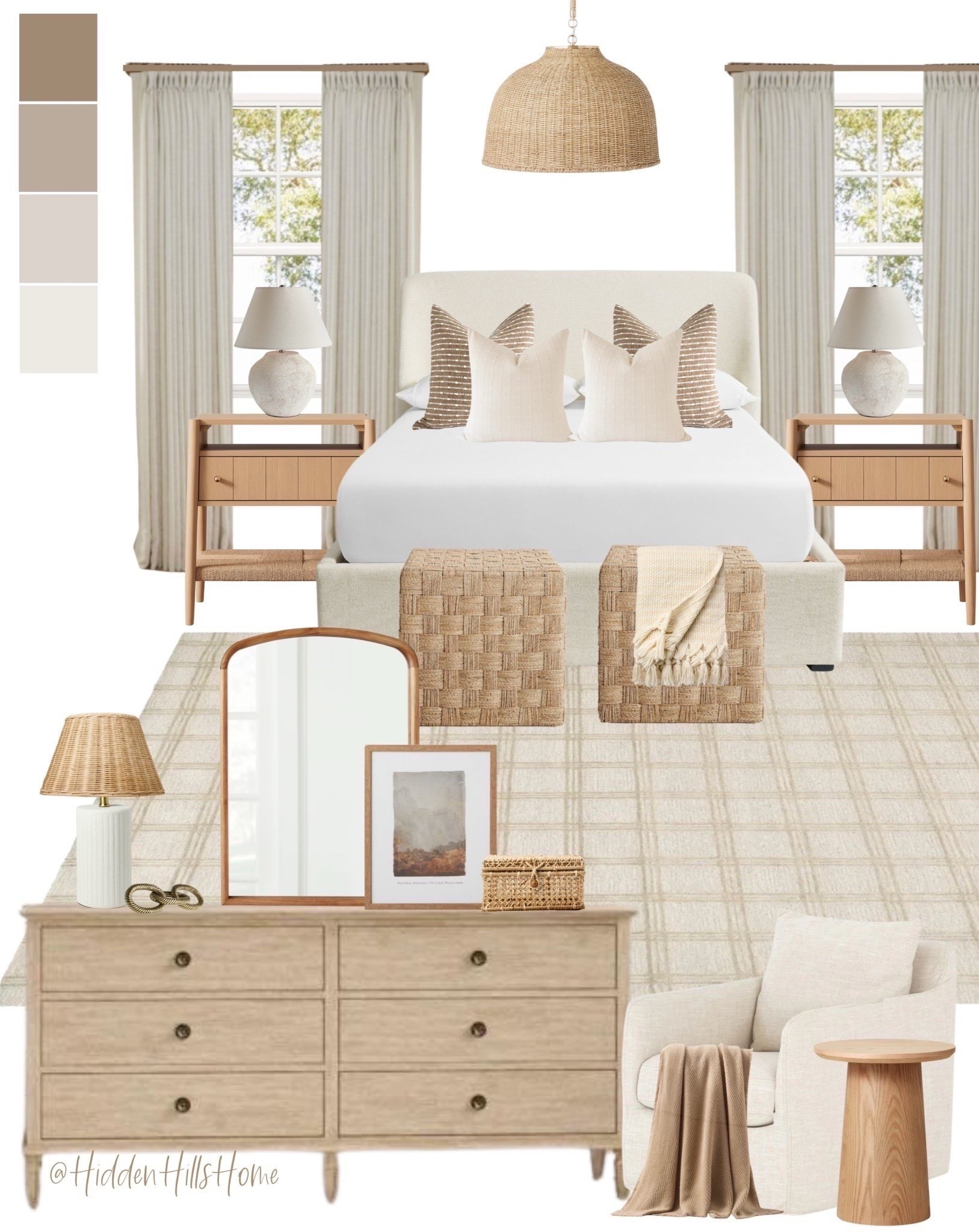 Neutral master bedroom decor, bedroom mood board, bedroom inspiration, cozy bedroom, area rug, affordable nightstands, dresser decor, home decor #bedroom

#LTKHome #LTKSeasonal #LTKSaleAlert