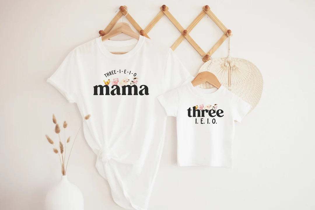 Three I E I O Birthday Shirt Farm 3rd Birthday Outfit Barn Animals Three IEIO Third Birthday Shir... | Etsy (US)