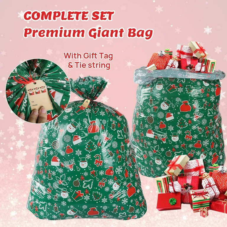 Lockways 3 PCS Christmas Giant Gift Bags with Drawstring Santa Claus Christmas Sacks with Tags fo... | Walmart (US)