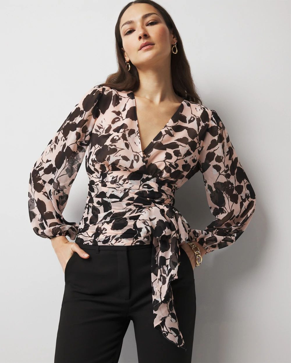 Tie-Waist Chiffon Blouse | White House Black Market