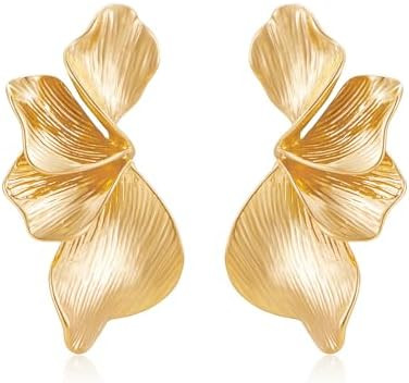Statement Flower Earrings for Women - Big Gold Flower Dangle Drop Earrings, Statement Floral Jewe... | Amazon (US)