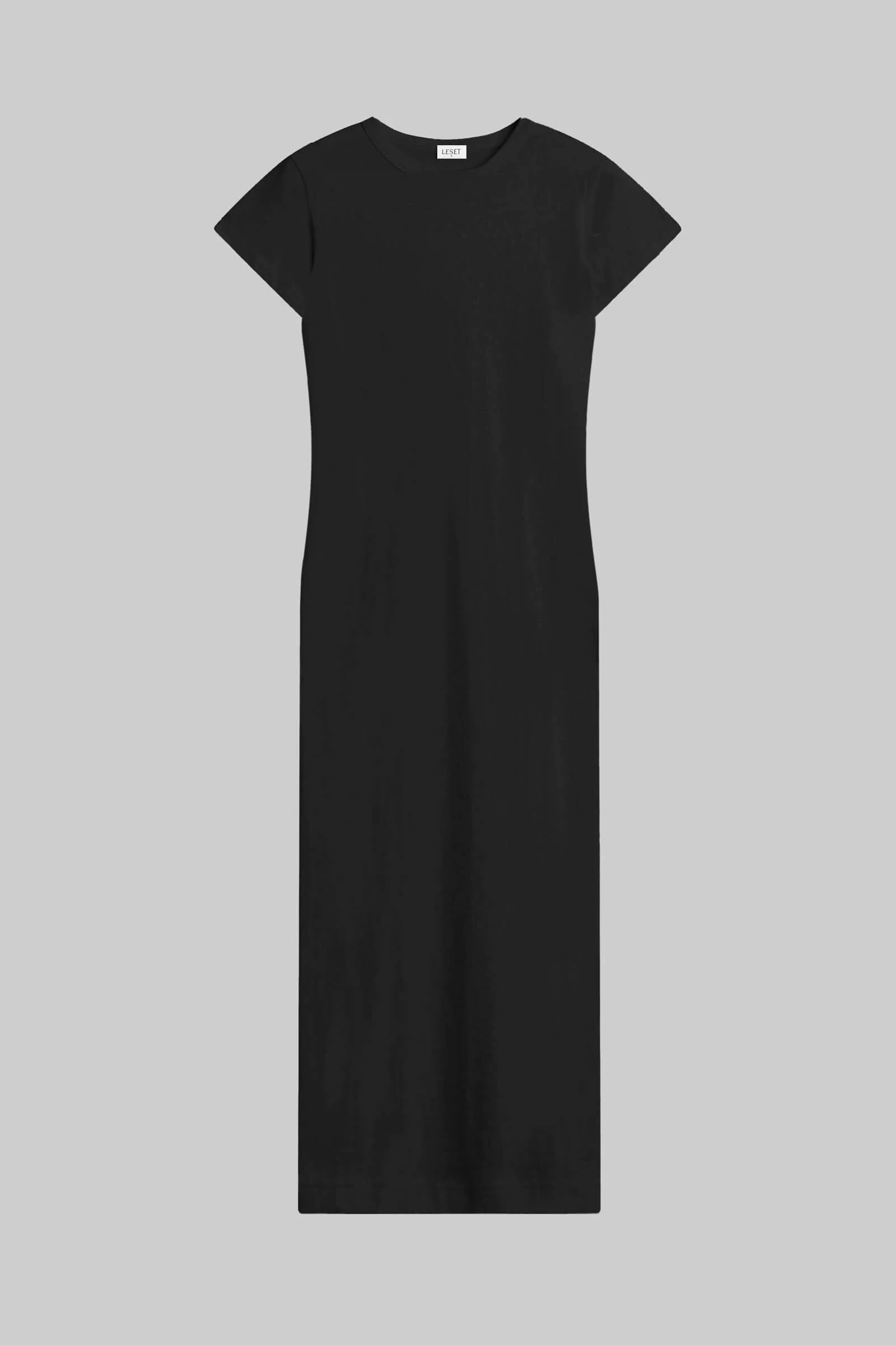 LESET Margo Maxi Dress in Black in Cotton | LESET
