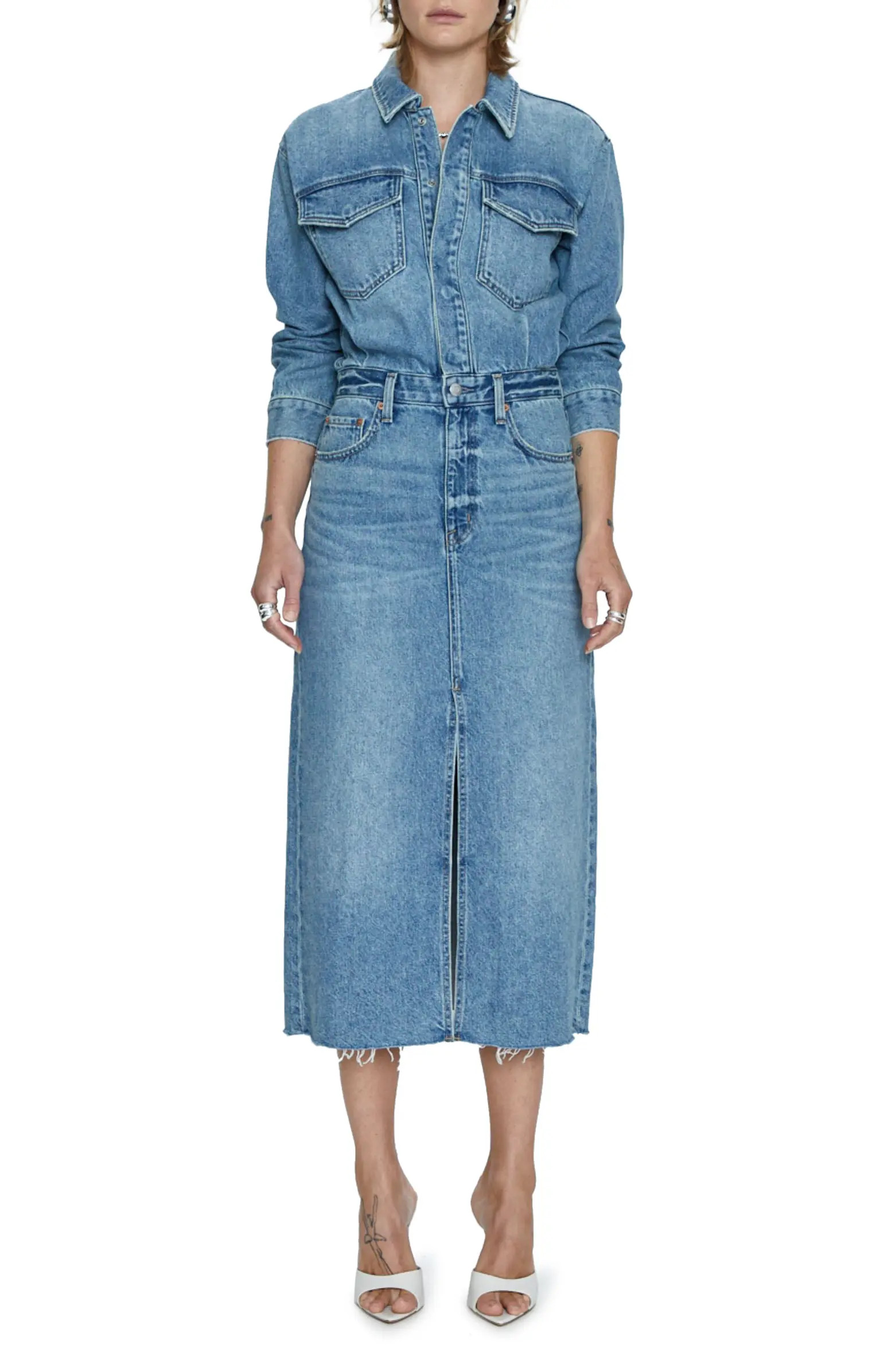 Amira Long Sleeve Denim Midi Dress | Nordstrom