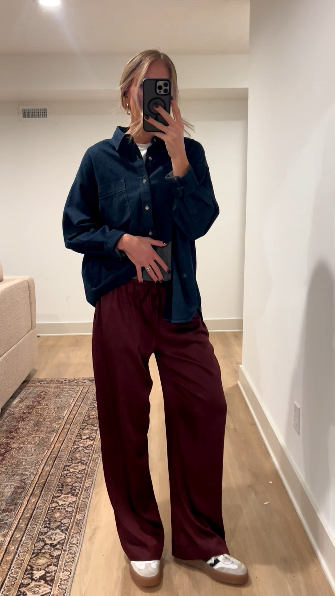 Satin pull on pants 4 ways. 
The pair I’m wearing is currently sold out (hoping they restock if you are seeing this in the future) BUT I found a handful of pants that are similar and some come in tall + petite sizes!!! 

The pair I’m wearing comes in longs and wearing medium long for bump. 

Crewneck Sweater: size medium
Turtleneck: small
Jacket: medium/6
Tailored brown jacket: size 6/medium
Denim button up: runs oversized but still wearing medium for length and I prefer an oversized fit



Satin pants, aritzia, ways to wear, holiday outfit,  holiday party outfit, tall girl friendly, long inseam, bump friendly, Abercrombie, tall sizes. 

#LTKTall #LTKHoliday #LTKStyleTip