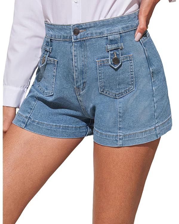 GRACE KARIN Women Jean Shorts with Front Pockets Summer High Waisted Denim Shorts | Amazon (US)