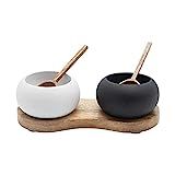 Bloomingville Mango Tray White Pinch Pot 2 Wood Spoons (Set of 5) Bowl, Black White & Natural, 5 | Amazon (US)