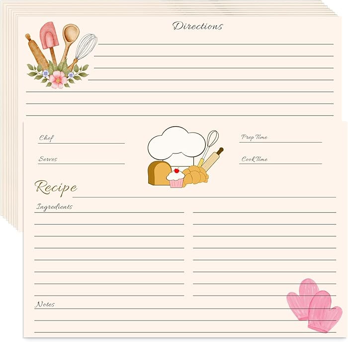 YOJO Recipe Cards, 50 Count Recipe Cards 4x6, Double Sided Thick Cardstock, Recipe Index Cards fo... | Amazon (US)