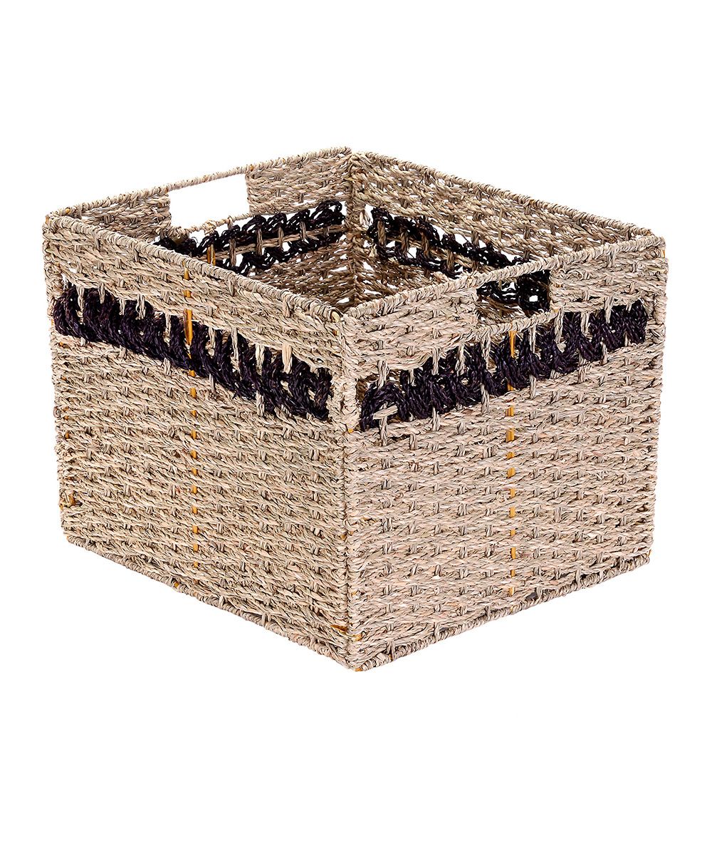 Trademark Baskets Brown - Brown & Black Stripe Foldable Wicker Basket - Set of Two | Zulily