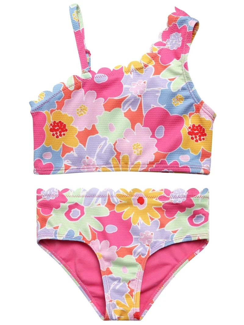 Jessica Simpson Girls' Two-piece Asymmetrical Bikini Swimsuit, Sizes 4-16 | Walmart (US)