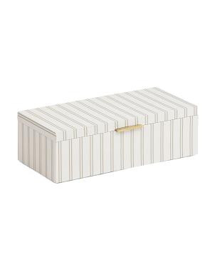 6x13x4 Striped Print Linen Wrapped Box | TJ Maxx