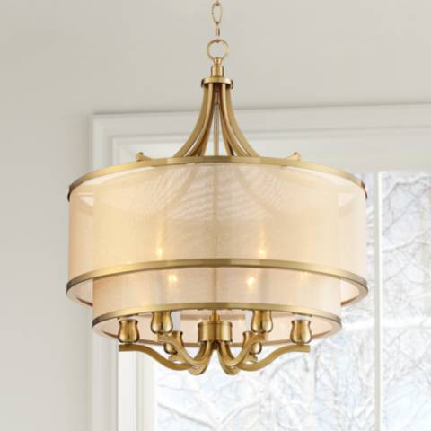 Possini Euro Nor 23" Wide Warm Antique Brass 6-Light Pendant | Lamps Plus