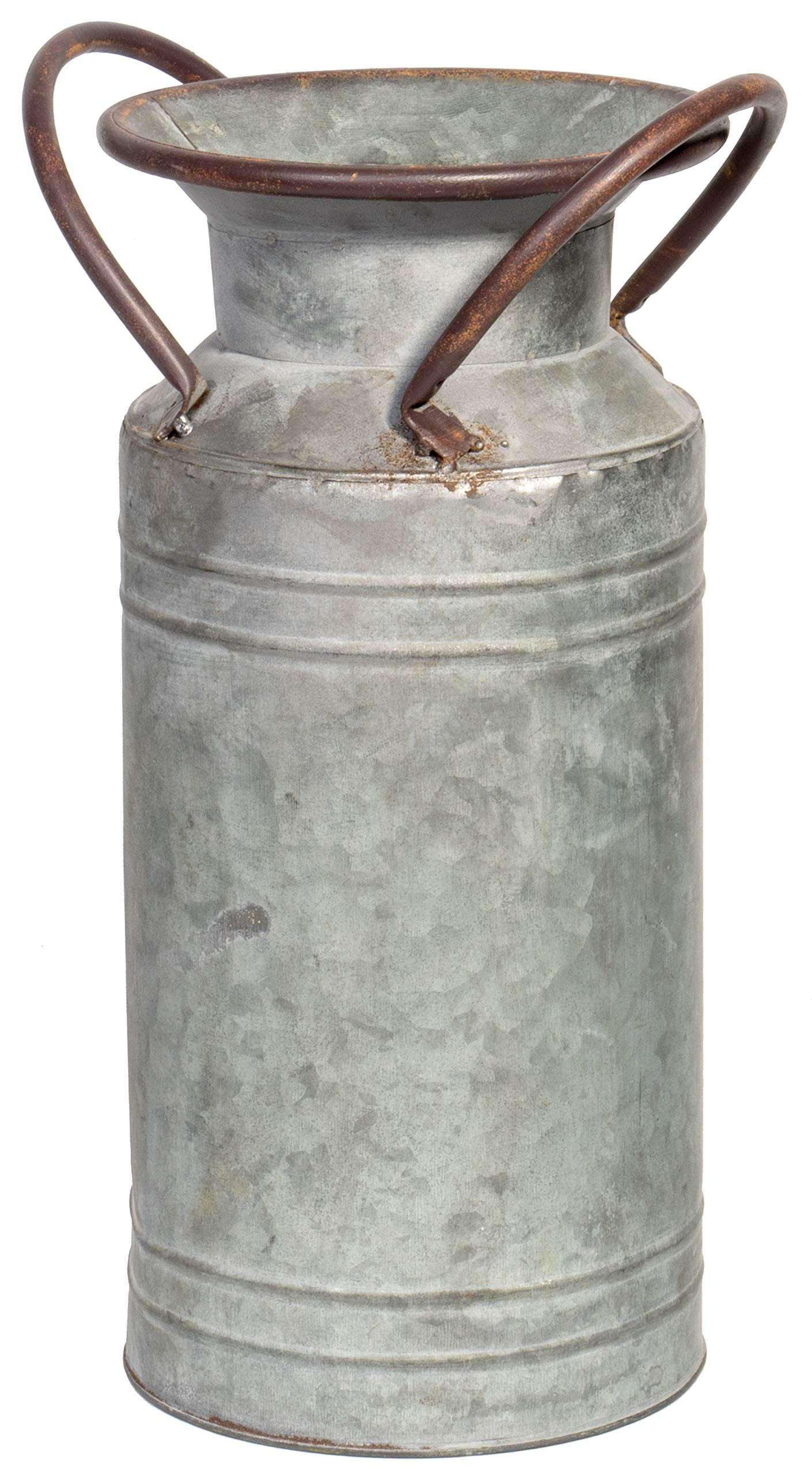 Red Co. 13” Large Decorative Farmhouse Galvanized Metal Milk Can Planter Vase with Handles | Amazon (US)