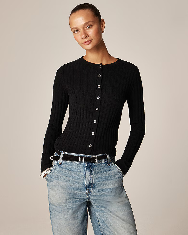 Wide-rib cashmere cardigan | J. Crew US
