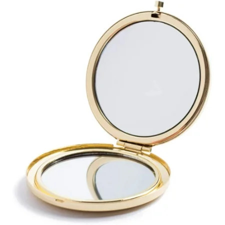 Dinheiro Magnifying Compact Mirror for Purses with 2 x 1x Magnification HREW Folding Mini Pocket Double Sided Travel Makeup Mirror Perfect for Purse Pocket and Travel Gold Gold | Walmart (US)