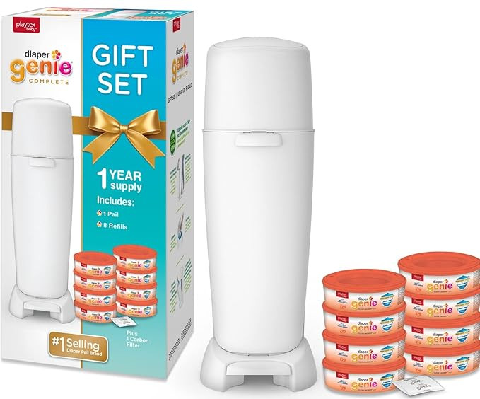 Playtex Diaper Genie Baby Registry Set, Includes 1 Diaper Genie Complete Diaper Pail, 8 Diaper Ge... | Amazon (US)