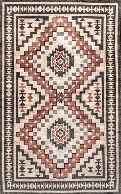 Beige Violeta Timeless Medallion Washable Area Rug | Rugs USA