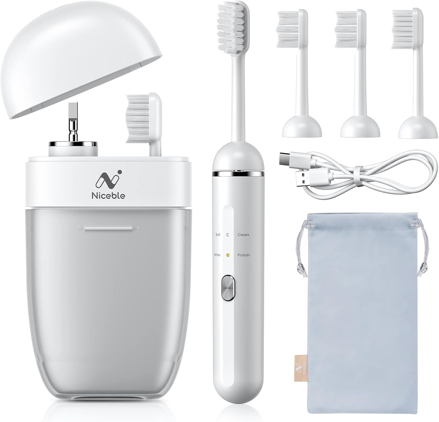 Niceble Electric Toothbrush with Drying Function, Portable Sonic Toothbrush Equipped with Travel ... | Amazon (US)