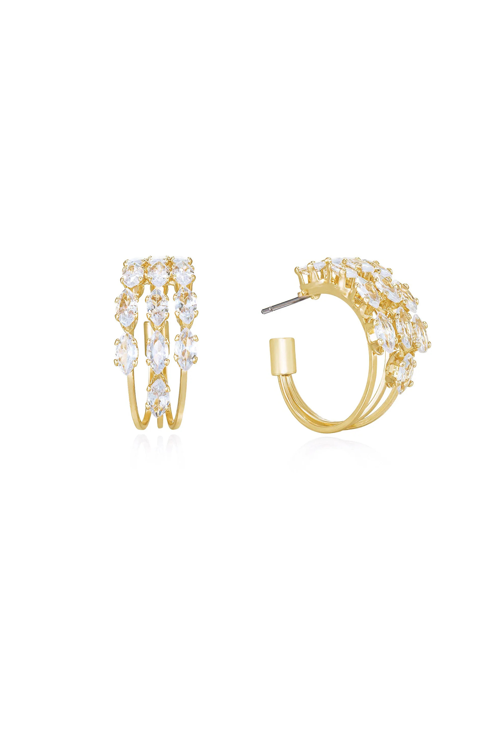 Multi-Crystal Huggie Hoop Earrings | Ettika