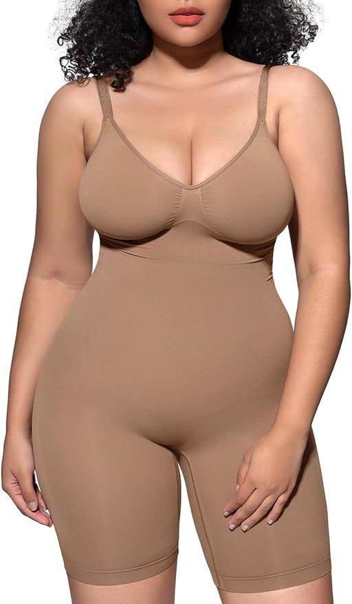 PUMIEY Shapewear Bodysuit for Women Tummy Control V-Neck With Open Gusset Hourglass Collection | Amazon (US)