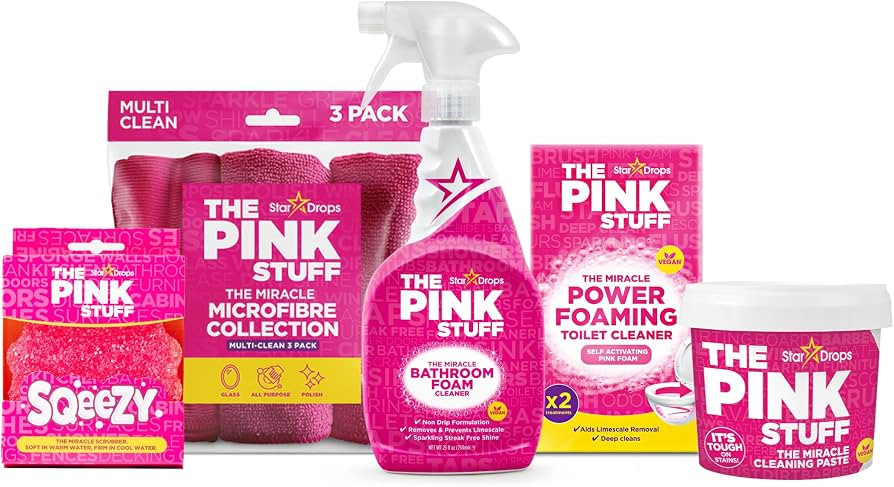 The Pink Stuff Bathroom Cleaning Kit – Cleaning Paste, Bathroom Foam Spray, Toilet Foaming Powd... | Amazon (US)