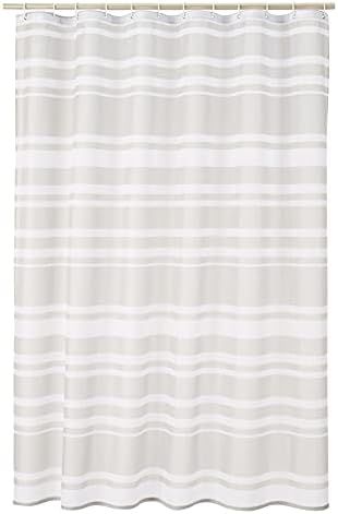 Amazon Basics Shower Curtain with Hooks - 72 x 72 Inch, Grey Stripe | Amazon (US)