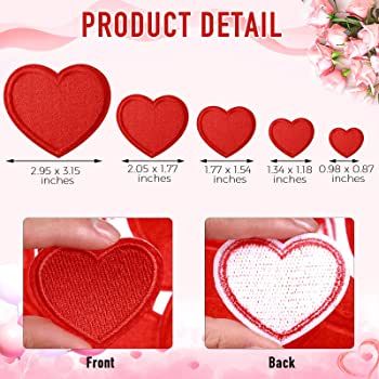 30 Pieces Red Heart Iron on Patch Valentine's Day Patches Assorted Adhesive Patch Custom Sewing E... | Amazon (US)