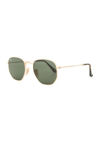 Ray-Ban Hexagonal Flat in Gold & Green Classic from Revolve.com | Revolve Clothing (Global)