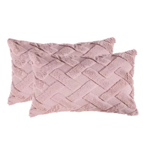 Rectangle Fabric Throw Pillow Cover Pink (Set of 2) | Wayfair North America