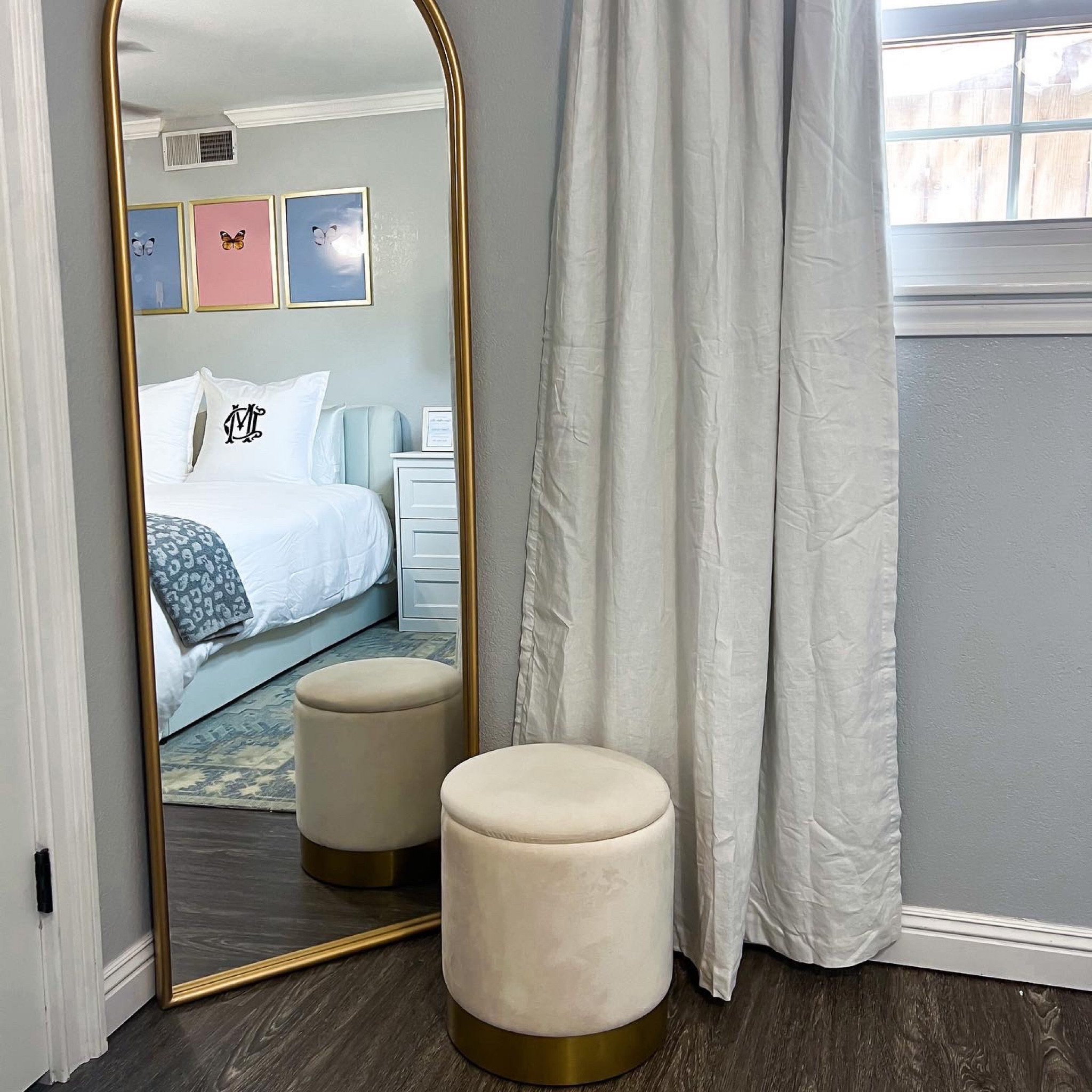 College home decor✨ velvet storage, ottoman from Amazon, West, Elm, linen curtains, gold arched mirror

#LTKU #LTKhome #LTKBacktoSchool