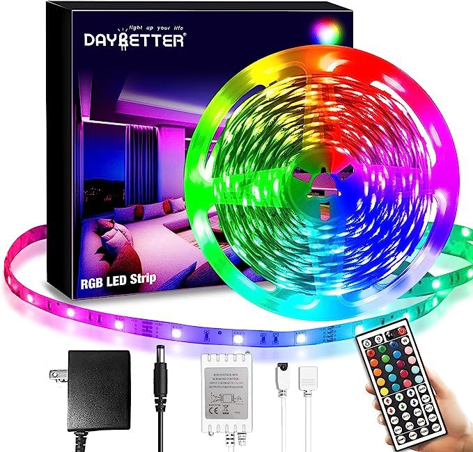 DAYBETTER SMD 5050 Remote Control Led Strip Lights 20ft, RGB Color Changing Led Strips with 44 Ke... | Amazon (US)