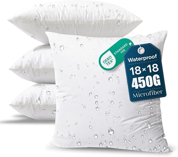Phantoscope 18 x 18 Pillow Inserts - Pack of 4 Outdoor Water Resistant Throw Pillow Inserts Hypoa... | Amazon (US)