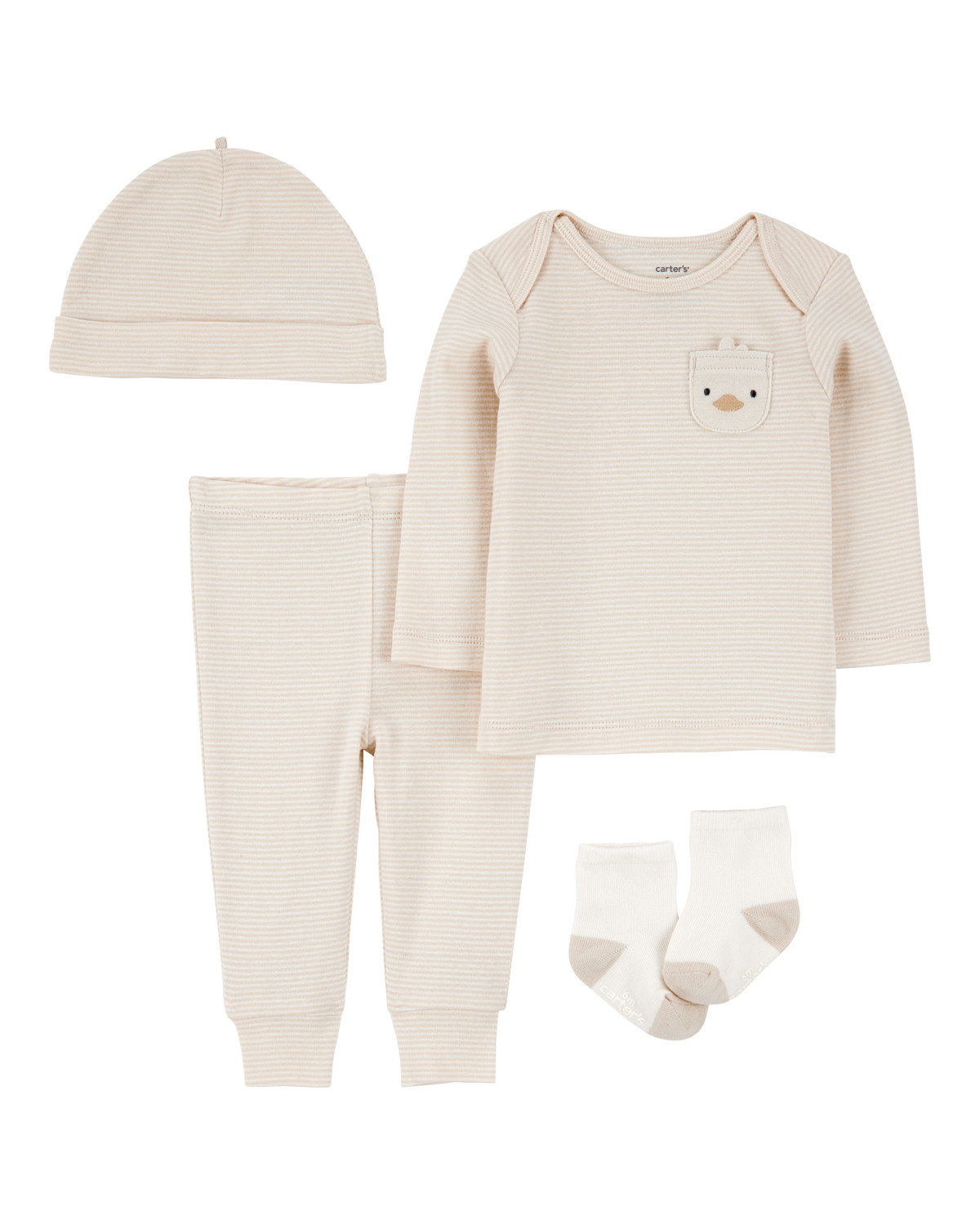 Baby 4-Piece Striped Duck Outfit Set - Brown | Carter's Inc