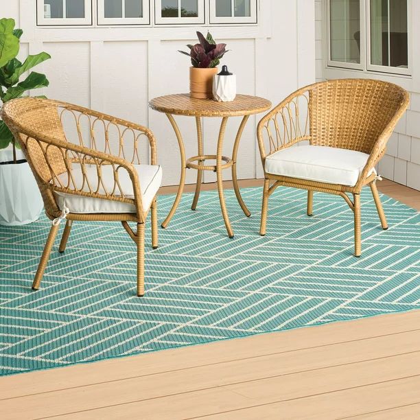 Better Homes & Gardens Willow Sage 3-Piece Bistro Set with Wicker Table, Beige - Walmart.com | Walmart (US)